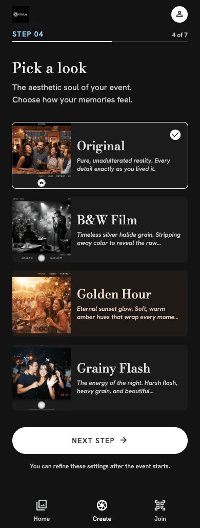 Picking a camera style in Clickzy
